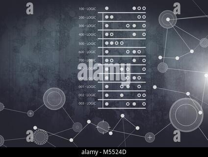 Schnittstelle Überlagerung von verbindungsstatistiken Grafiken mit dunklen grunge Hintergrund Stockfoto