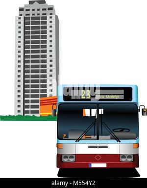 Wohnheim und Bus. Vektor-illustration Stock Vektor