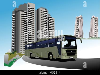 Wohnheim und Bus. Vektor-illustration Stock Vektor