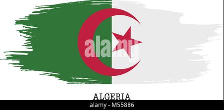 Algerien Flagge Vektor grunge Pinselstrich Stock Vektor