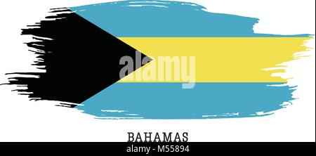 Bahamas Flagge Vektor grunge Pinselstrich Stock Vektor