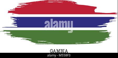 Gambia Flagge Vektor grunge Pinselstrich Stock Vektor