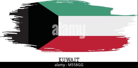 Kuwait Fahne Vektor grunge Pinselstrich Stock Vektor