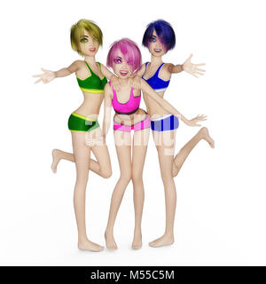 Digitale 3D-Abbildung der Manga Mädchen Stockfoto