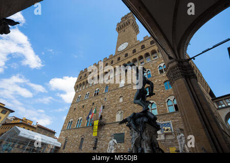 Florenz (Firenze), 28. JULI 2017 - Blick auf den Palazzo Vecchio in Florenz, Toskana, Italien Stockfoto