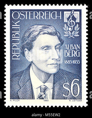 Österreichische Briefmarke (1985): Alban Berg (1885 - 1935) Komponisten der Zweiten Wiener Schule. Stockfoto