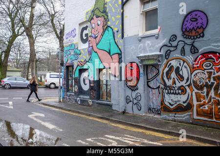 Brighton UK 20. Feb 2018 - Es ist ein stumpfes und feuchten Morgen in Brighton in der Nähe der Ebene heute aber das Wetter wird den Prognosen zufolge in Großbritannien in den nächsten Tagen Credit zu verbessern: Simon Dack/Alamy leben Nachrichten Stockfoto