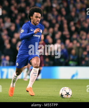 London, Großbritannien. 20 Feb, 2018. William von Chelsea während der UEFA Champions League Achtelfinale Hinspiel Spiel zwischen Chelsea und Barcelona an der Stamford Bridge am 20. Februar 2018 in London, England. Credit: PHC Images/Alamy leben Nachrichten Stockfoto