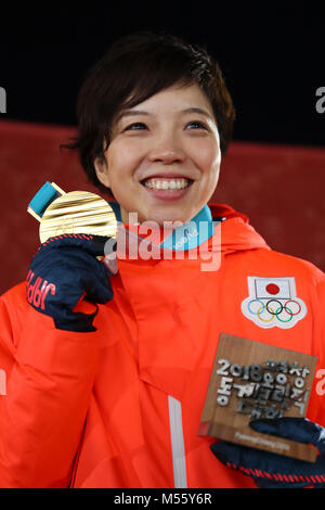 Gangneung, Südkorea. 20 Feb, 2018. Kodaira Nao (JPN) Eisschnelllauf: Frauen 500 m Siegerehrung auf der Medals Plaza während der PyeongChang PyeongChang 2018 Olympic Winter Games in Tainan, Südkorea. Credit: yohei Osada/LBA SPORT/Alamy leben Nachrichten Stockfoto