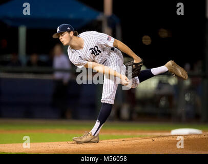 Februar 20, 2018: Rice Krug Dane Acker (10) auf dem Damm werfen die erste Seillänge beim Saisonauftakt 2018 zwischen Reis Eulen und Texas Zustand Bobcats am Reckling Feld der Rice University in Houston, Texas Stockfoto