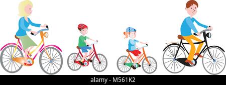 Cartoon Familie genießen einen Tag Radfahren Stock Vektor