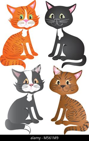 Vier cartoon Katzen Stock Vektor