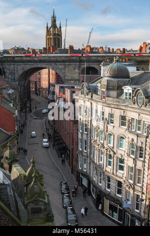 Newcastle upon Tyne UK, Blick auf die Gebäude in der Altstadt Sandhill Quayside in Newcastle, Tyne And Wear, England, Großbritannien Stockfoto