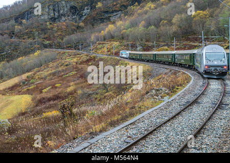 Scenic Train Linie Flamsbana Stockfoto