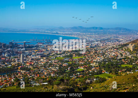 Kapstadt von oben auf dem Tafelberg Stockfoto