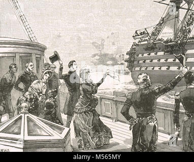 Queen Victoria winkende Abschied von HMS Duke of Wellington, 1854, Abreise für den Krimkrieg Stockfoto