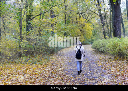 Frau im Park spazieren Stockfoto