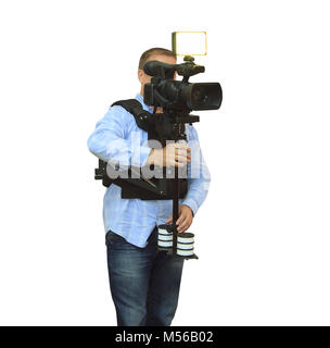Video Kamera arbeitet mit seiner professionellen Ausrüstung Stockfoto