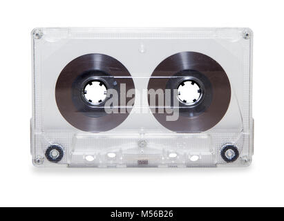 Vintage transparent Audio Cassette über Weiß isoliert Stockfoto