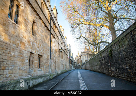 In Oxford brasenose Lane in den frühen Morgen. Oxford, Oxfordshire, England Stockfoto