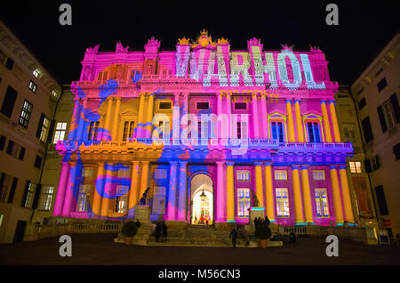 GENOVA (Genua) Italien, 28. Dezember 2016 - Palazzo Ducale, zeigen an Andy Warhol bei Exposition gewidmet Stockfoto