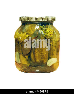 Glas Glas Gewürzgurken Stockfoto