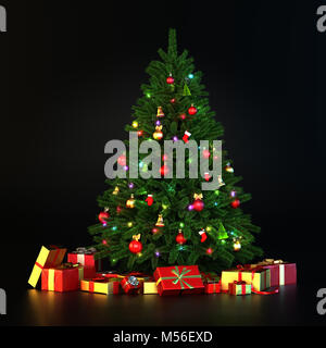 3D-Rendering geschmückten Weihnachtsbaum Stockfoto