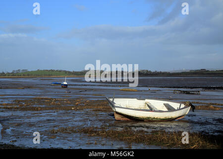 Blick von Sunderland Punkt bei Ebbe über den Fluss Lune, Morecambe, Lancashire, Großbritannien Stockfoto