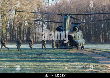 Olst Feb 7 2018: Amry und Luftwaffe Hubschrauber Übung Stockfoto