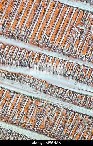 Kristalle eines gemeinsamen Schmerzmittel Paracetamol. Mikroskop Bild, in polarisiertem Licht fotografiert. Stockfoto