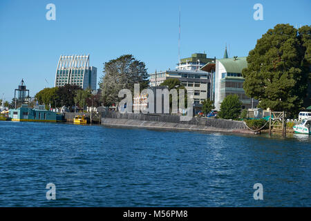 Die historische u-Boot, O'Brien, festgemacht an der Küste von Valdia in Los Lagos, Chile Stockfoto