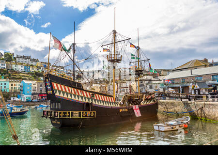 Ein Blick auf den Hafen von Brixham in South Devon, Großbritannien. Stockfoto