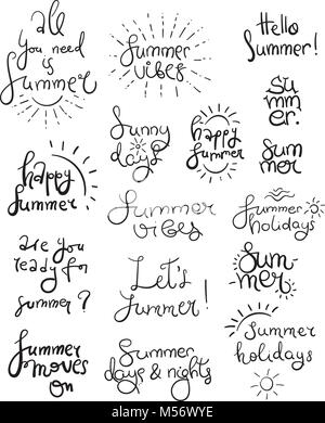 Sommer Schrift und Symbole Stock Vektor