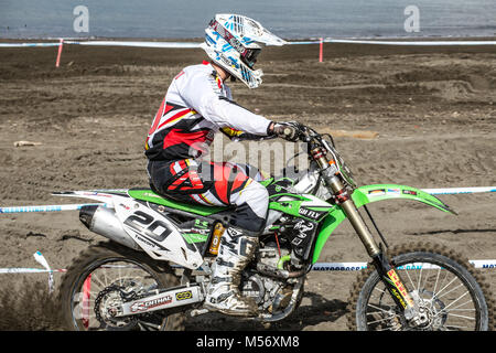 Genua, Italien, 1. MÄRZ 2015 - Motocross Rennen am Strand in Genua, Italien am 01. März 2015 Stockfoto