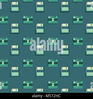 Retro Kassetten und Disketten Hintergrund Stock Vektor
