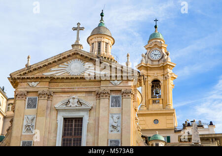 Jesus Kirche, (Chiesa del Gesù), Detail der Fassade, Genua (Genova), Italien Stockfoto