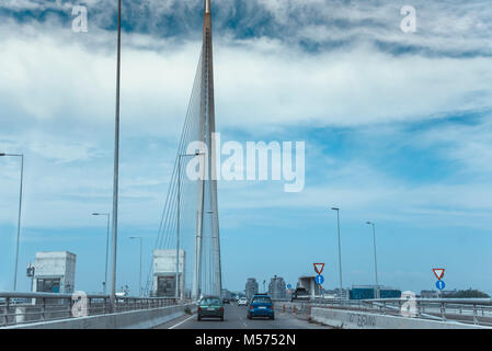 Autobahn der Brücke über Ada, Belgrad, Serbien Stockfoto