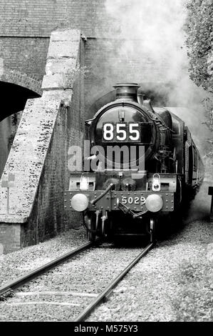 Die GWR Loco No 5029 Nunney Castle führt mit dem Weymouth Seaside Express am 29.. August 2010 unter dem Kennet- und Avon-Kanal-Aquädukt in Avoncliff. Stockfoto