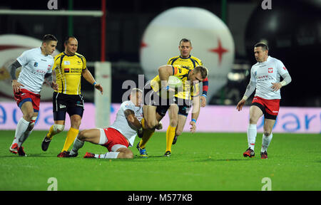 Warschau, Polen - 14. NOVEMBER 2015: Inernational freundlich Rugby Spiel Polen - Moldau Europa Rugby Cup Stockfoto