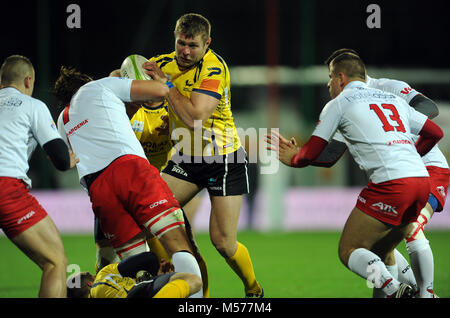 Warschau, Polen - 14. NOVEMBER 2015: Inernational freundlich Rugby Spiel Polen - Moldau Europa Rugby Cup Stockfoto