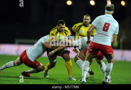 Warschau, Polen - 14. NOVEMBER 2015: Inernational freundlich Rugby Spiel Polen - Moldau Europa Rugby Cup Stockfoto