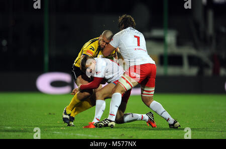 Warschau, Polen - 14. NOVEMBER 2015: Inernational freundlich Rugby Spiel Polen - Moldau Europa Rugby Cup Stockfoto