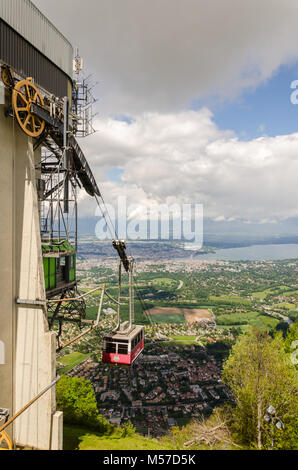 Die Seilbahn auf den Mont Salève, Frankreich. Stockfoto