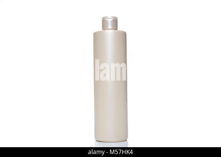 Kosmetische, plastische Flasche auf weißem Hintergrund. Flüssigkeitsbehälter für Duschgel, Seife, Shampoo, Schaumbad. Beauty Produkt Paket. Mock up Kosmetik Stockfoto