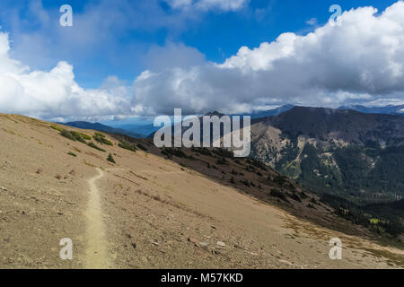 Grand Pass Trail in der Nähe von Obstruction Point ausgesetzt ist, und offen, während einer Rucksacktour in Grand Valley in Olympic National Park, Washin fotografiert. Stockfoto