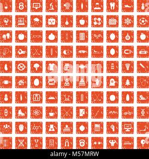 100 gut person Icons Set grunge orange Stock Vektor