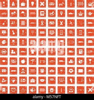 100 bus Icons Set grunge orange Stock Vektor