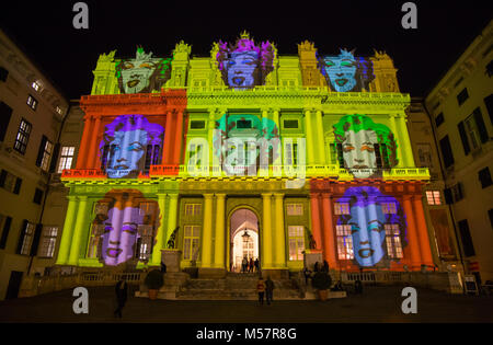 GENOVA (Genua) Italien, 28. Dezember 2016 - Palazzo Ducale, zeigen an Andy Warhol bei Exposition gewidmet Stockfoto