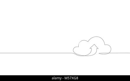 Eine durchgehende Linie kunst Cloud Storage Silhouette. Cloud Computing globalen Big Data Information web exchenge Konzeption einer Skizze doodle Maßbild Vector Illustration Stock Vektor