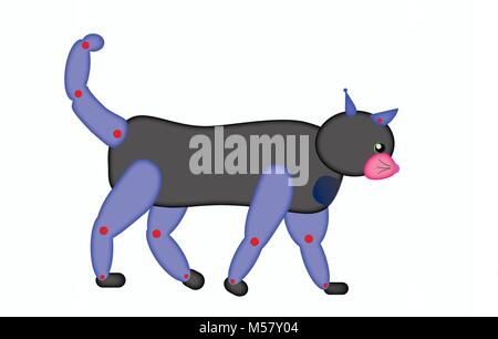 Abbildung: Roboter Katze, Vektor der autonomen Katze - wie Roboter zu koordinieren und zu Fuß irgendwo/cat Roboter mit Antenne und Monitor/smart cat Stock Vektor